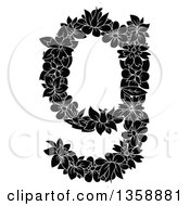 Black And White Floral Lowercase Alphabet Letter G