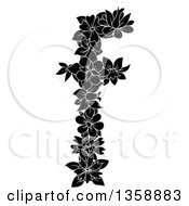Poster, Art Print Of Black And White Floral Lowercase Alphabet Letter F