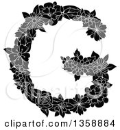 Poster, Art Print Of Black And White Floral Uppercase Alphabet Letter G