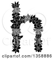 Poster, Art Print Of Black And White Floral Lowercase Alphabet Letter H