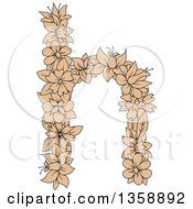 Clipart Of A Tan Floral Lowercase Alphabet Letter H Royalty Free Vector Illustration