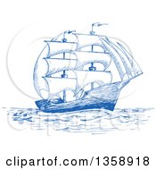 Sketched Blue Ship