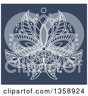 Poster, Art Print Of White Henna Lotus Flower On Blue