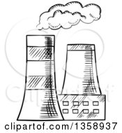 Poster, Art Print Of Black And White Sketched Cooling Towers