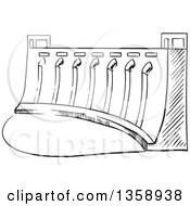 Clipart Of A Black And White Sketched Dam Royalty Free Vector Illustration