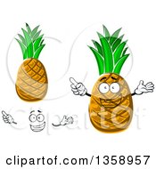 Poster, Art Print Of Cartoon Face Hands And Pineapples