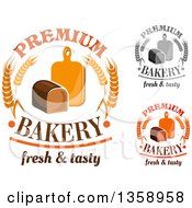 Bakery Text Designs With Bread Wheat And Cutting Boards
