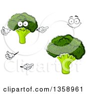 Clipart Of A Cartoon Face Hands And Broccoli Royalty Free Vector Illustration