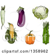 Clipart Of Cartoon Vegetables Royalty Free Vector Illustration