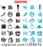 Poster, Art Print Of Blue And Black Shopping Icons With Text