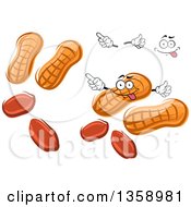 Clipart Of A Cartoon Face Hands And Peanuts Royalty Free Vector Illustration
