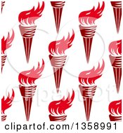 Poster, Art Print Of Seamless Pattern Background Of Red Torches