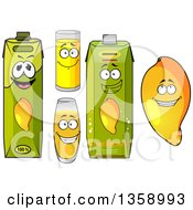 Clipart Of Cartoon Mango And Juice Characters Royalty Free Vector Illustration