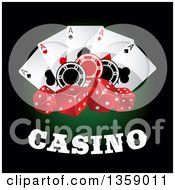 Poster, Art Print Of Casino Design With Playing Cards Poker Chips And Dice