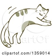 Clipart Of A Sketched Cat Jumping Royalty Free Vector Illustration