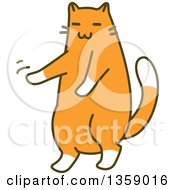 Clipart Of A Sketched Ginger Cat Dancing Royalty Free Vector Illustration