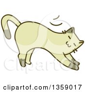 Clipart Of A Sketched Cat Stretching Royalty Free Vector Illustration
