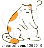 Clipart Of A Sketched Fat Cat With A Question Mark Royalty Free Vector Illustration