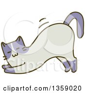 Clipart Of A Sketched Cat Stretching Royalty Free Vector Illustration