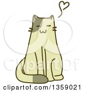 Poster, Art Print Of Sketched Cat Sitting With A Heart