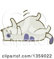 Clipart Of A Sketched Cat Resting On His Back Royalty Free Vector Illustration