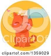 Poster, Art Print Of Hand Petting A Happy Ginger Cat In A Circle