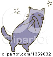 Clipart Of A Sketched Cat Laughing Royalty Free Vector Illustration by BNP Design Studio
