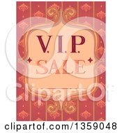 Poster, Art Print Of Vintage Vip Sale Frame Over Pink Floral Stripes