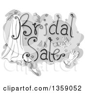 Poster, Art Print Of Grayscale Bridal Sale Design With Flowers Gloves Shoes And A Veil