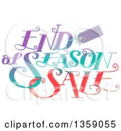 Clipart Of A Tag And Gradient End Of Season Sale Design Royalty Free Vector Illustration
