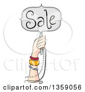 Poster, Art Print Of Hand With Bracelets Holding Up A Sale Sign