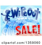 Poster, Art Print Of Wipeout Sale Design With A Boy Surfer Riding A Wave