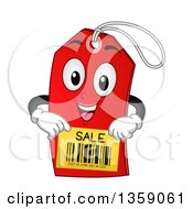 Poster, Art Print Of Red Tag Character Showing A Sale Bar Code