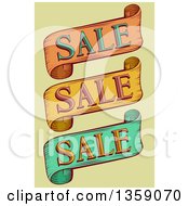 Poster, Art Print Of Vintage Retail Sale Ribbon Banners Over Green