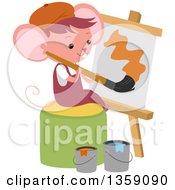 Poster, Art Print Of Mouse Art Student Painting A Canvas