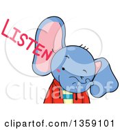 Cute Elephant Boy With Listen Text
