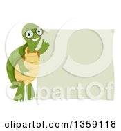 Poster, Art Print Of Bespectacled Tortoise By A Blank Sign
