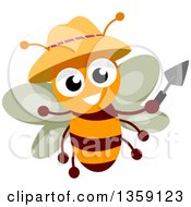 Poster, Art Print Of Happy Gardener Bee Holding A Trowel And Wearing A Hat