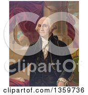 Poster, Art Print Of George Washington Posing Over Drapes And Columns