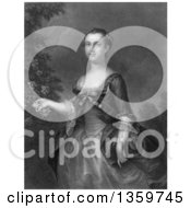 Grayscale Steel Engraving Of Martha Washington As A Young Lady 1843
