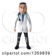Clipart Of A 3d Young Male Arabian Doctor On A White Background Royalty Free Illustration by Julos
