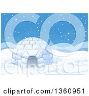 Igloo Of Ice On A Snowy Day