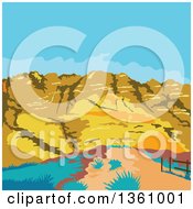 Poster, Art Print Of Retro Wpa Styled Landscape Of Red Rock Canyon Mojave Desert Nevada