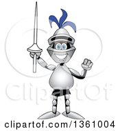 Clipart Of A Lancer School Mascot Cheering With A Lance Royalty Free Vector Illustration