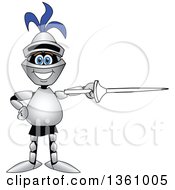 Lancer School Mascot Pointing With A Lance