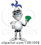 Lancer School Mascot Holding Cash Money