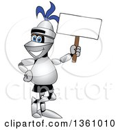 Lancer School Mascot Holding A Blank Sign