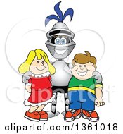 Poster, Art Print Of Lancer School Mascot Posing With Students