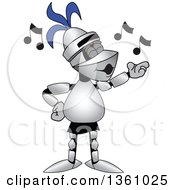 Clipart Of A Lancer School Mascot Singing Royalty Free Vector Illustration