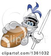 Lancer School Mascot Holding Up A Lance And Football